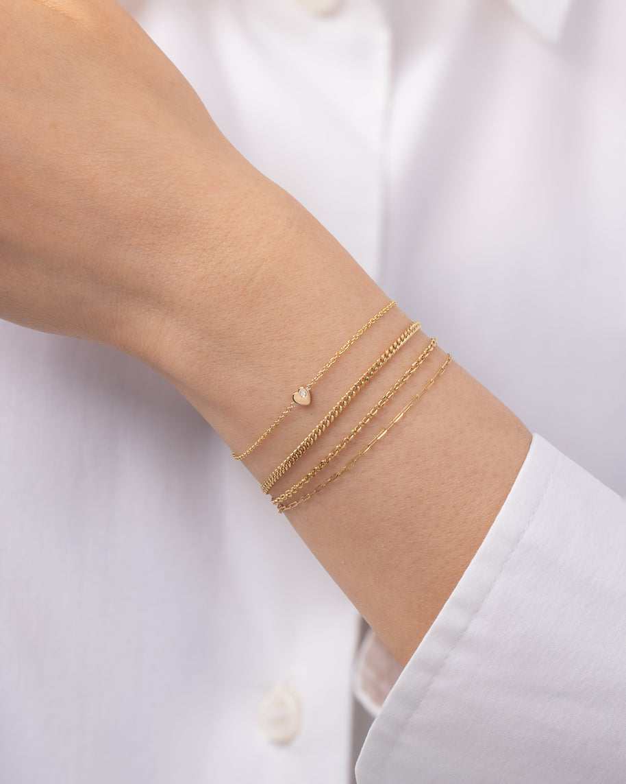 Zoe Lev 14k Gold Tiny Heart Bracelet With Diamond