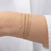 Zoe Lev 14k Gold Tiny Heart Bracelet With Diamond