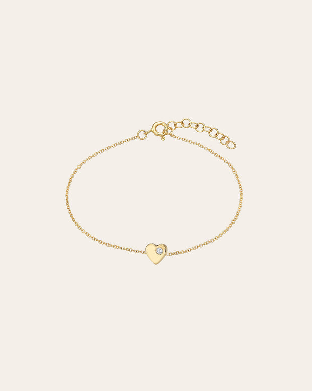 Zoe Lev 14k Gold Tiny Heart Bracelet With Diamond