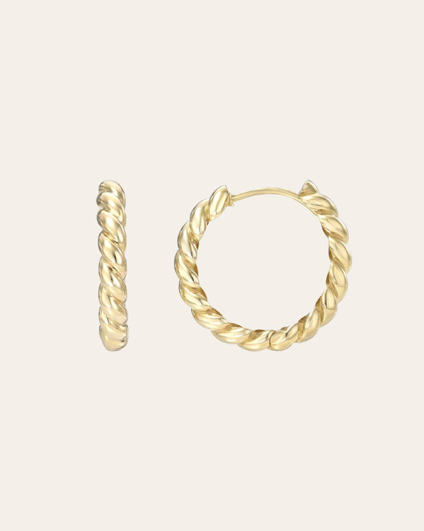 Zoe Lev 14K Gold Twist Huggie Earrings
