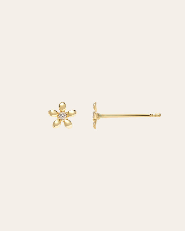Zoe Lev 14k Gold Mini Diamond Flower Stud Earrings