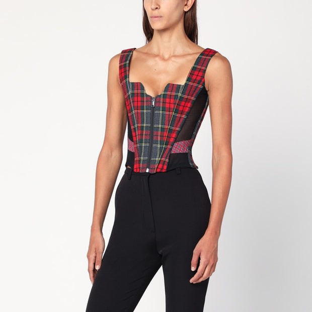 Vivienne Westwood Juliet Wool Corset With Scarlet Tartan Pattern
