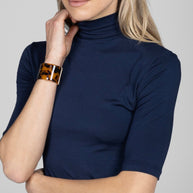 KiraGrace GRACE MOCKNECK TEE: MARINE NAVY