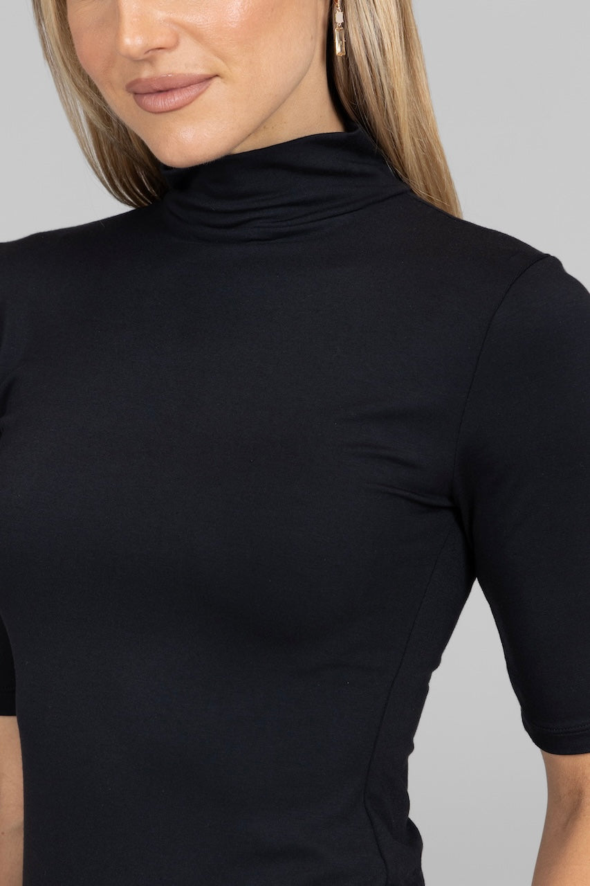 KiraGrace GRACE MOCKNECK TEE: BLACK