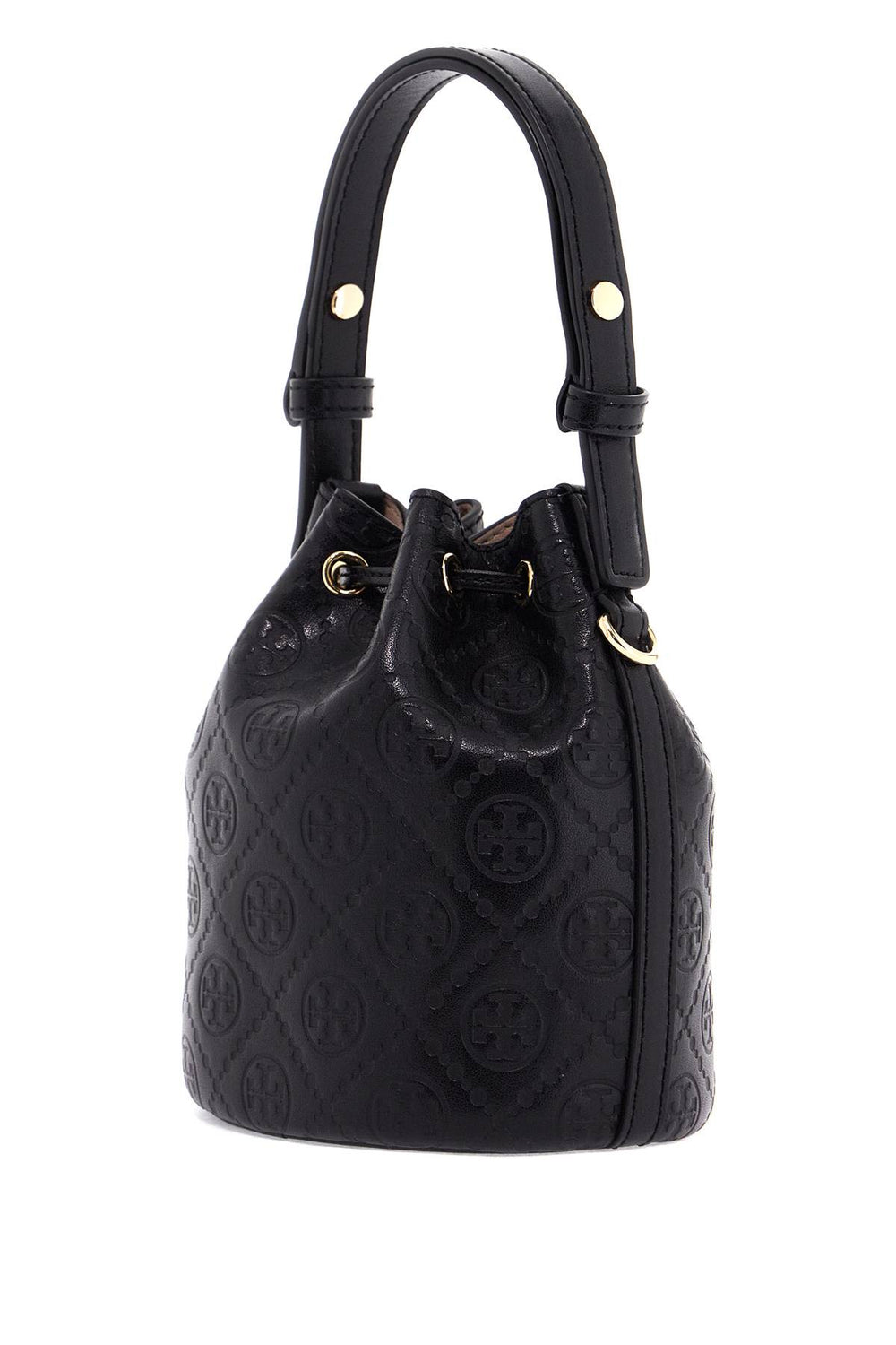 Tory Burch Mini T Monogram Leather Bucket Bag