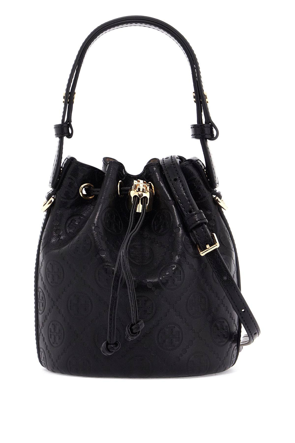 Tory Burch Mini T Monogram Leather Bucket Bag