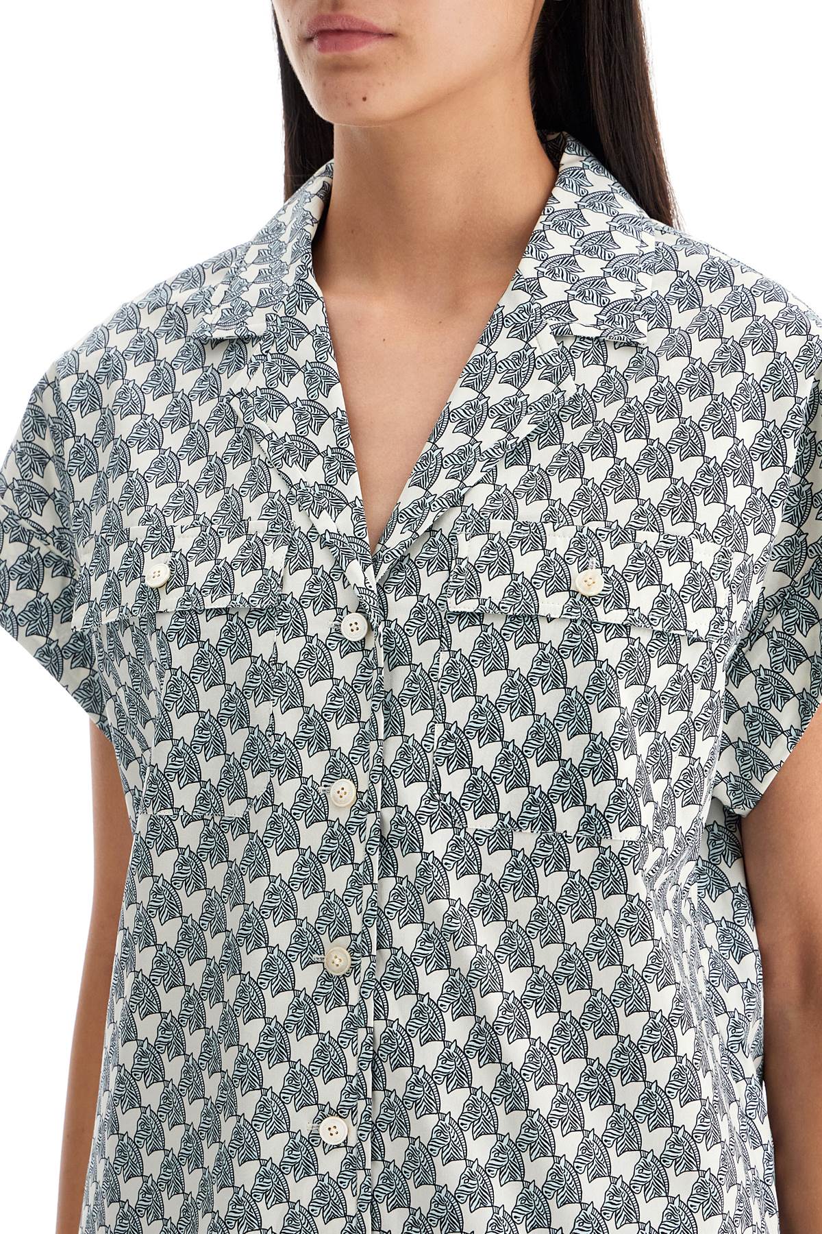 Tory Burch Printed Poplin Camp Shirt