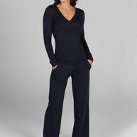 KiraGrace HIGH WAIST WIDE LEG PANT: BLACK