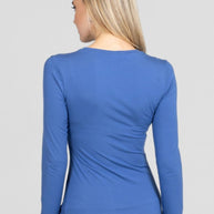 KiraGrace LUXE RUCHED CREW NECK: HIGHLAND BLUE