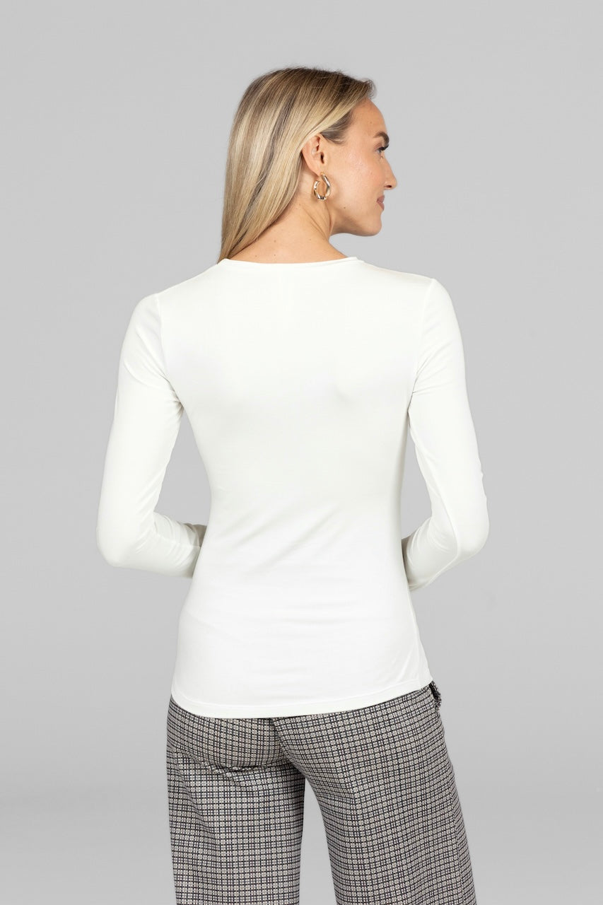 KiraGrace LUXE RUCHED CREW NECK: IVORY
