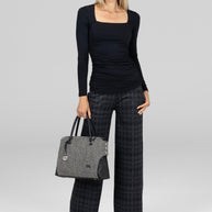 KiraGrace HIGH WAIST WIDE LEG PANT: CHARCOAL PLAID