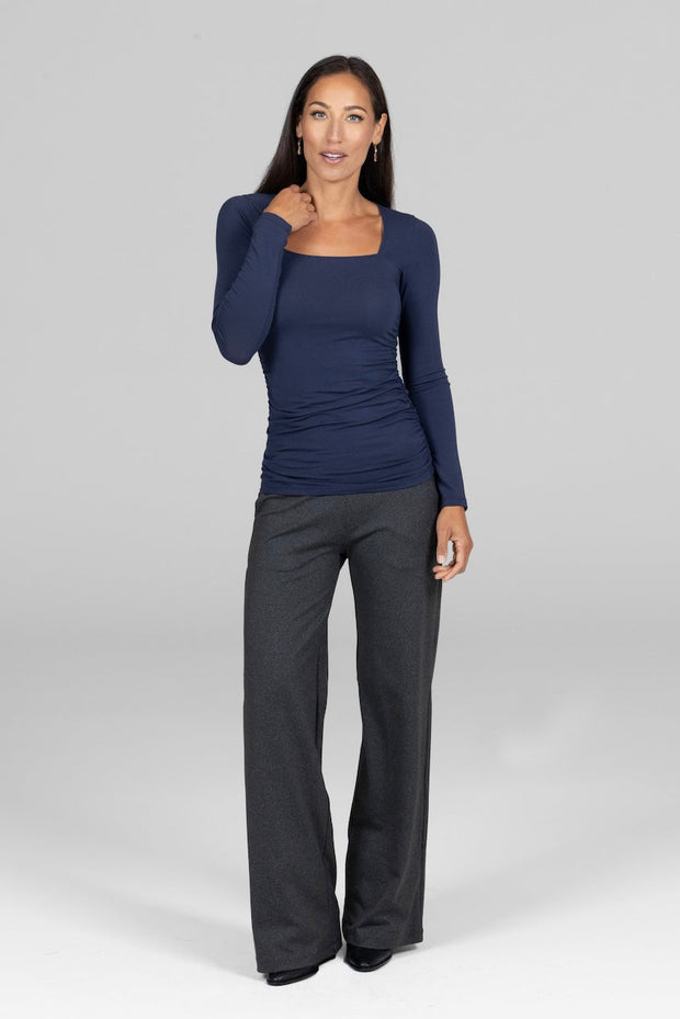 KiraGrace HIGH WAIST WIDE LEG PANT: CHARCOAL GREY