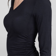 KiraGrace WIDE V-NECK TOP: BLACK