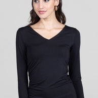 KiraGrace WIDE V-NECK TOP: BLACK