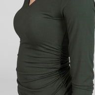 KiraGrace WIDE V-NECK TOP: LODEN