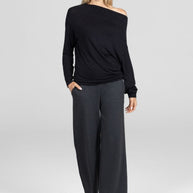 KiraGrace LILIAN DRAPED SWEATER: BLACK