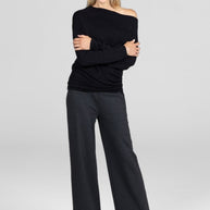 KiraGrace LILIAN DRAPED SWEATER: BLACK