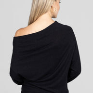 KiraGrace LILIAN DRAPED SWEATER: BLACK