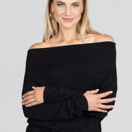 KiraGrace LILIAN DRAPED SWEATER: BLACK