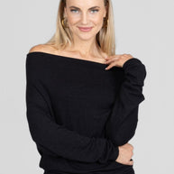 KiraGrace LILIAN DRAPED SWEATER: BLACK