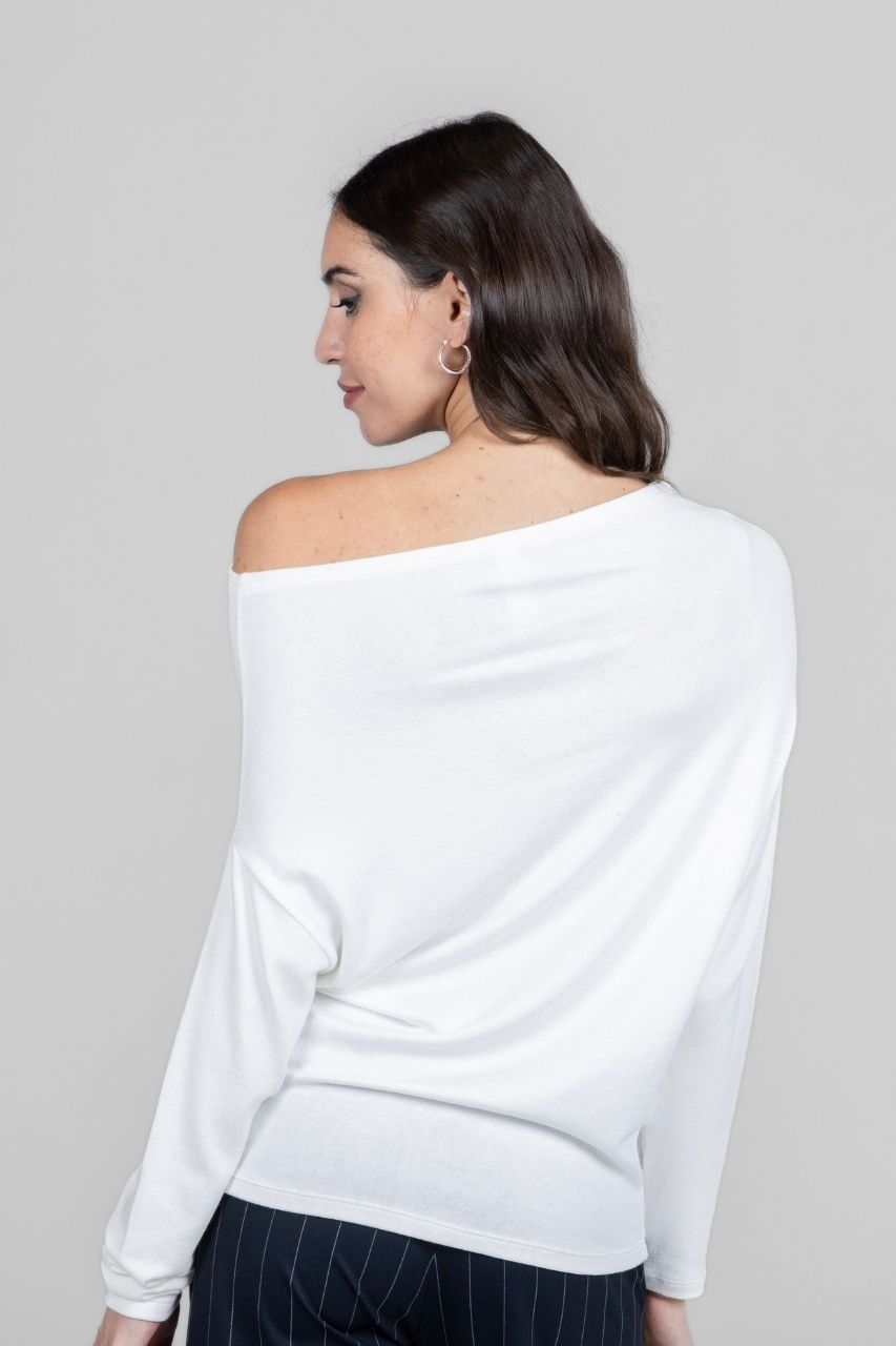 KiraGrace LILIAN DRAPED SWEATER: IVORY
