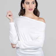 KiraGrace LILIAN DRAPED SWEATER: IVORY