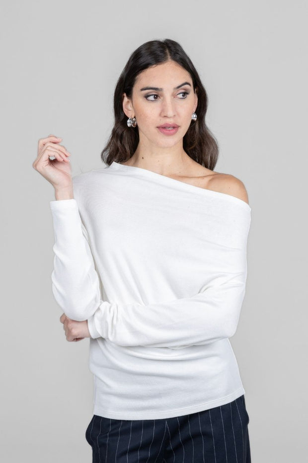 KiraGrace LILIAN DRAPED SWEATER: IVORY