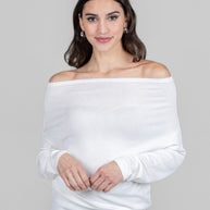 KiraGrace LILIAN DRAPED SWEATER: IVORY