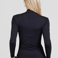 KiraGrace RUCHED MOCK NECK TOP: BLACK