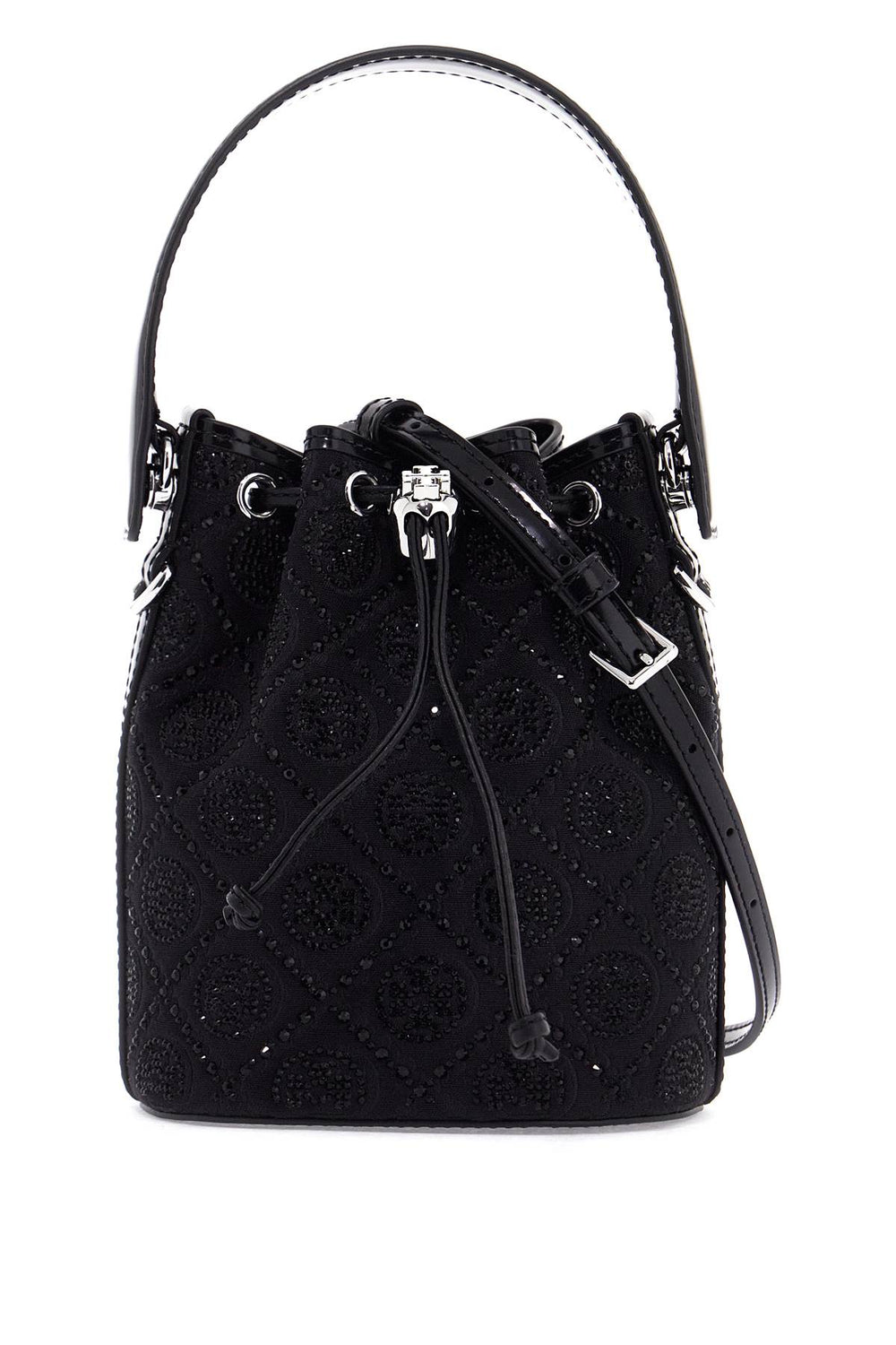 Tory Burch Monogram T Bucket Bag With Rhinestones