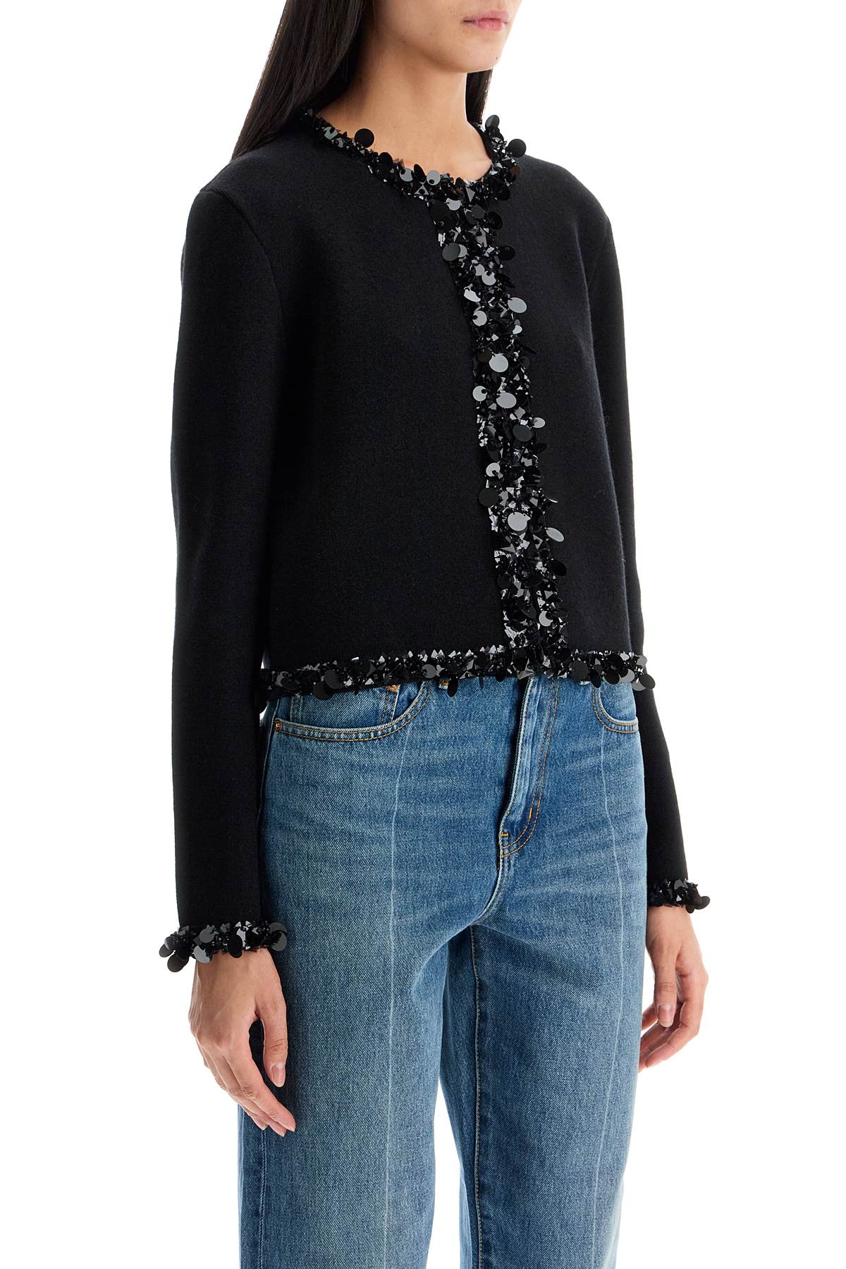 Tory Burch Wool-Cashmere Beaded Cardigan