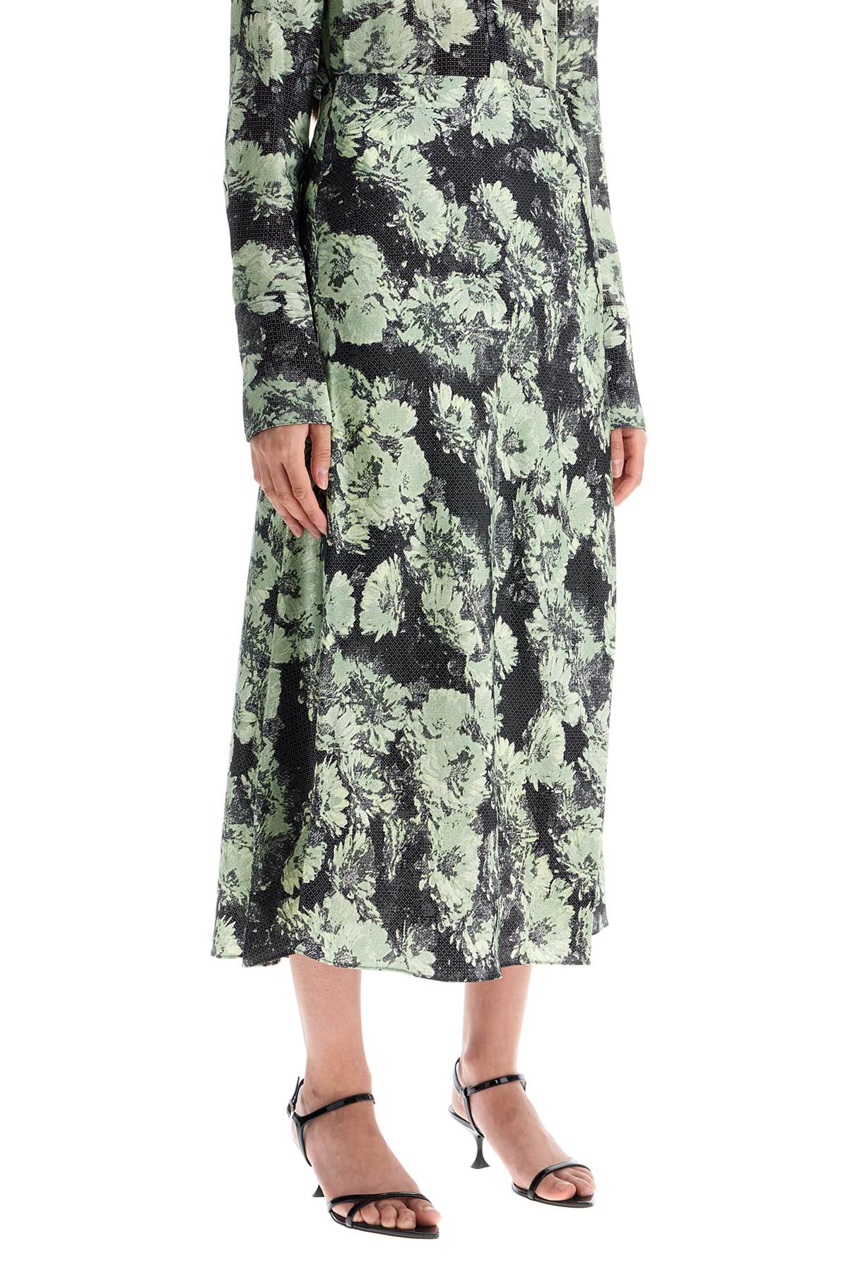 Tory Burch Printed Satin Midi Skirt