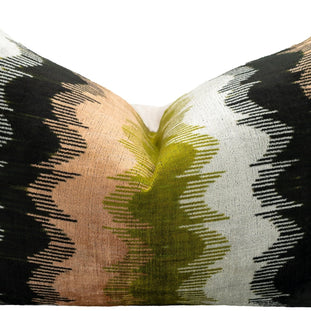 16x24 In Earthy Wave Pattern Throw Pillow  Modern Beige, Green, Black & White Cushion For Versatile Home Décor  Down Feather Insert INCLUDED