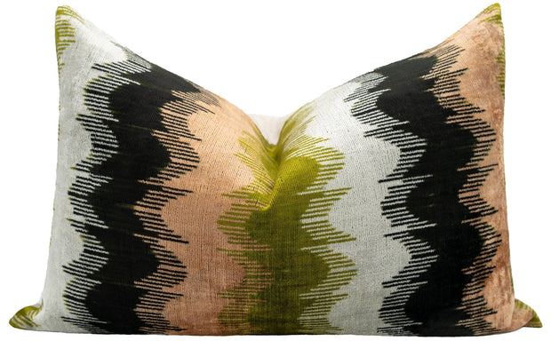 16x24 In Earthy Wave Pattern Throw Pillow  Modern Beige, Green, Black & White Cushion For Versatile Home Décor  Down Feather Insert INCLUDED