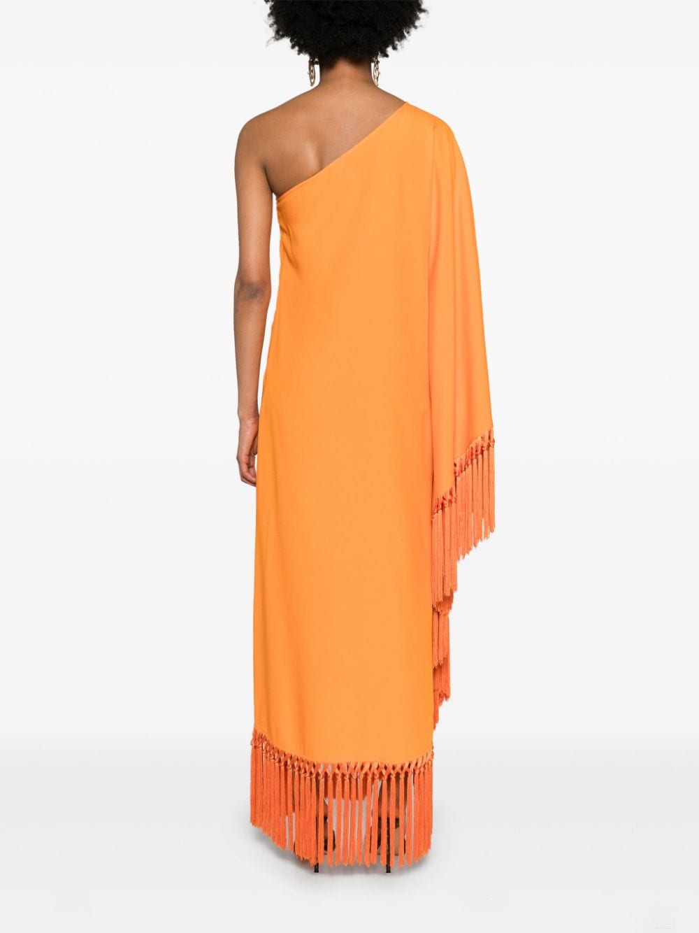 TALLER MARMO PRE Orange One-shoulder Long Dress With Fringe Detail