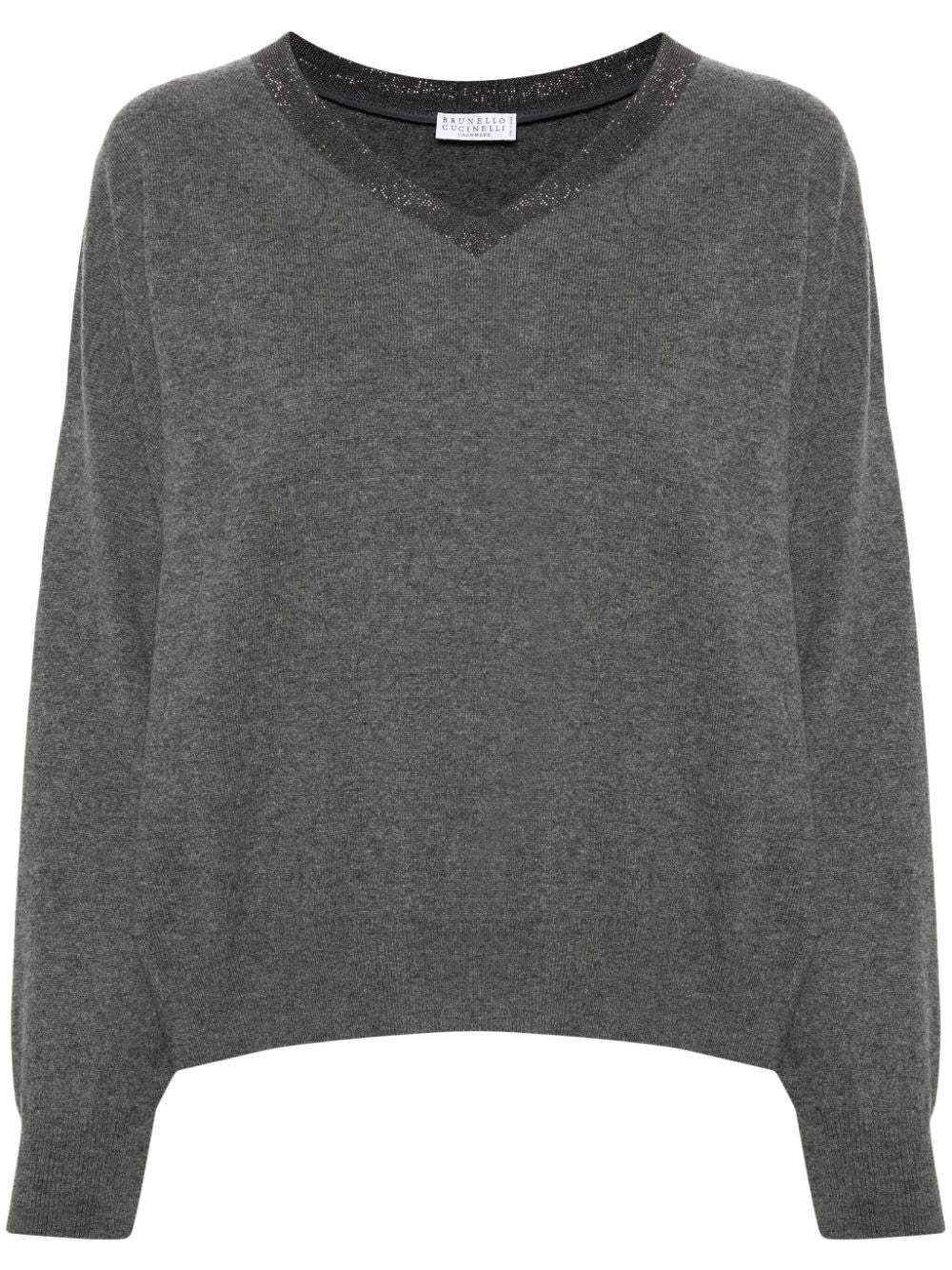 Brunello Cucinelli Cashmere V-neck Sweater Grey