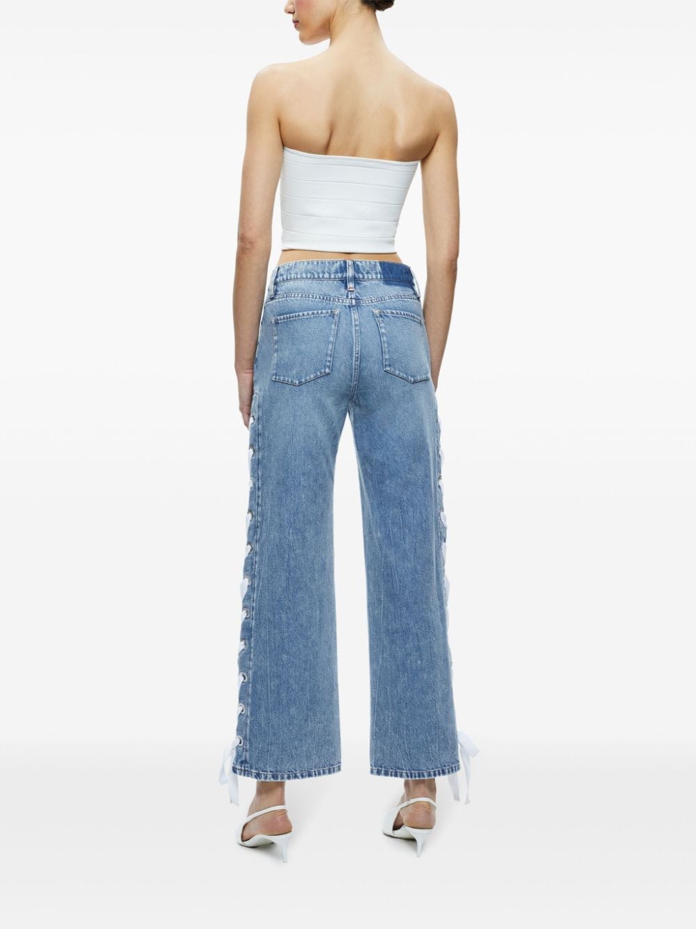 Alice + Olivia Reita Mid Rise Cropped Jeans Blue