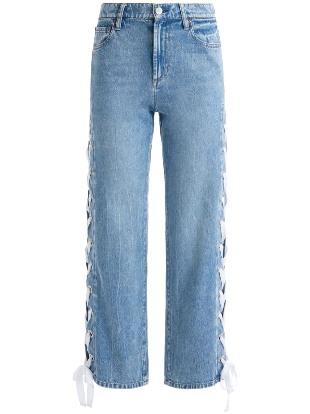 Alice + Olivia Reita Mid Rise Cropped Jeans Blue