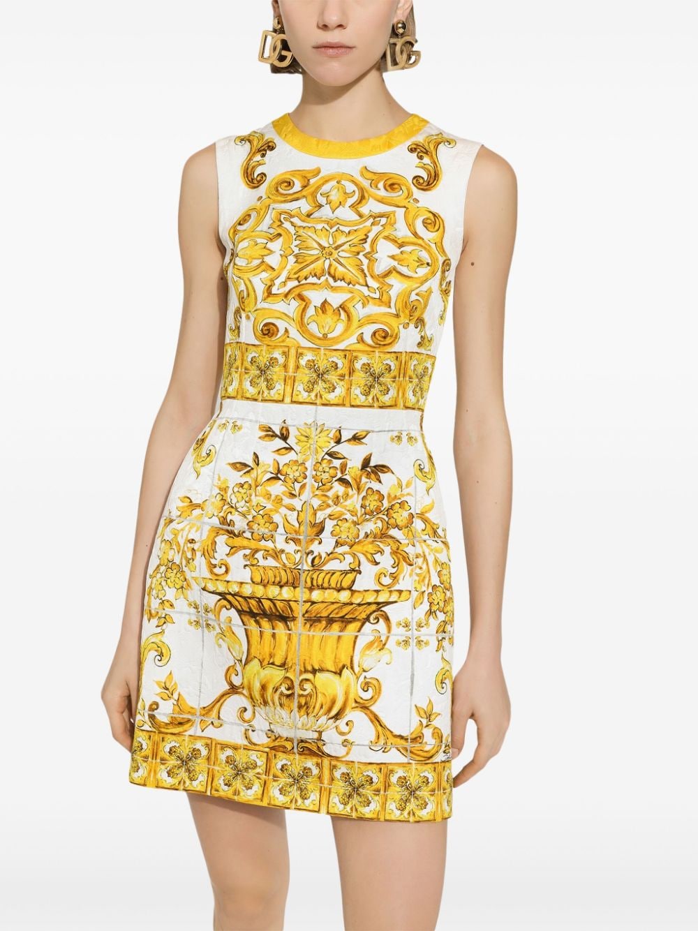 Dolce & Gabbana Majolica Print Silk Mini Dress