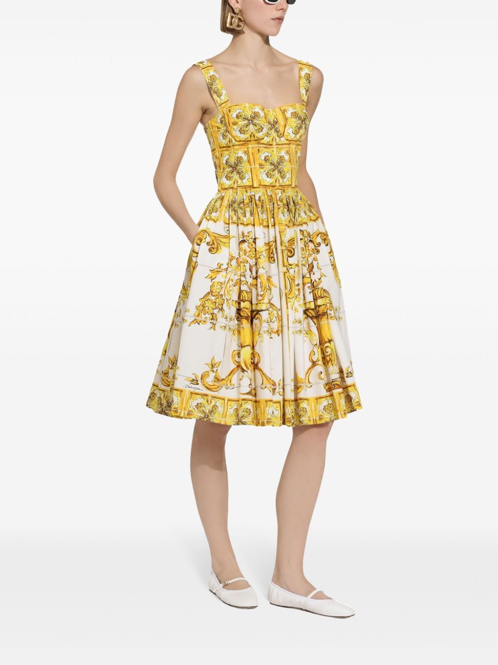 Dolce & Gabbana Majolica Print Midi Dress