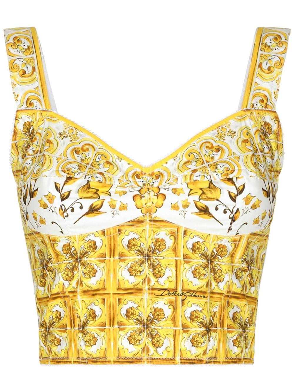 Dolce & Gabbana Majolica Print Cropped Top