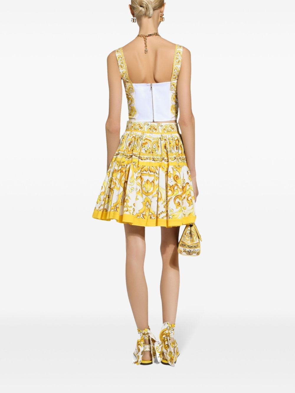 Dolce & Gabbana Majolica Print Pleated Mini Skirt