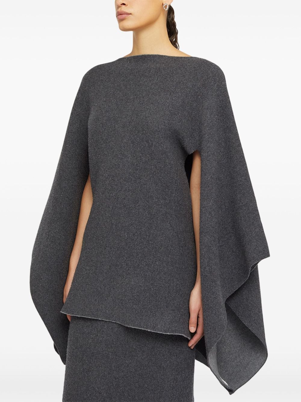 Jil Sander Grey Wool-Cashmere Blend Cape