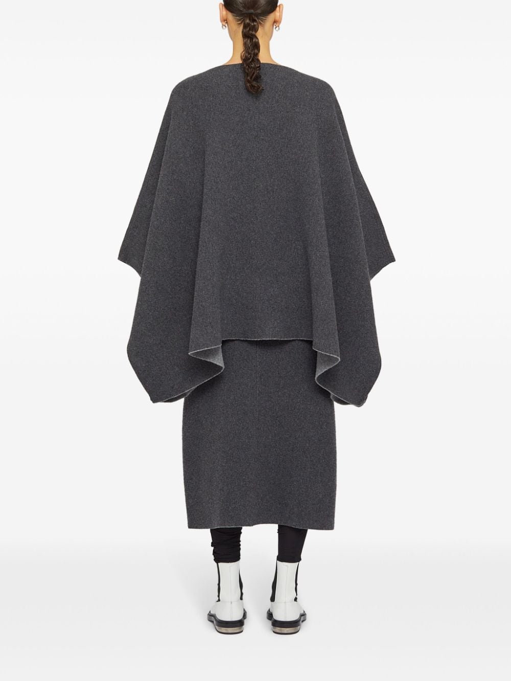 Jil Sander Grey Wool-Cashmere Blend Cape