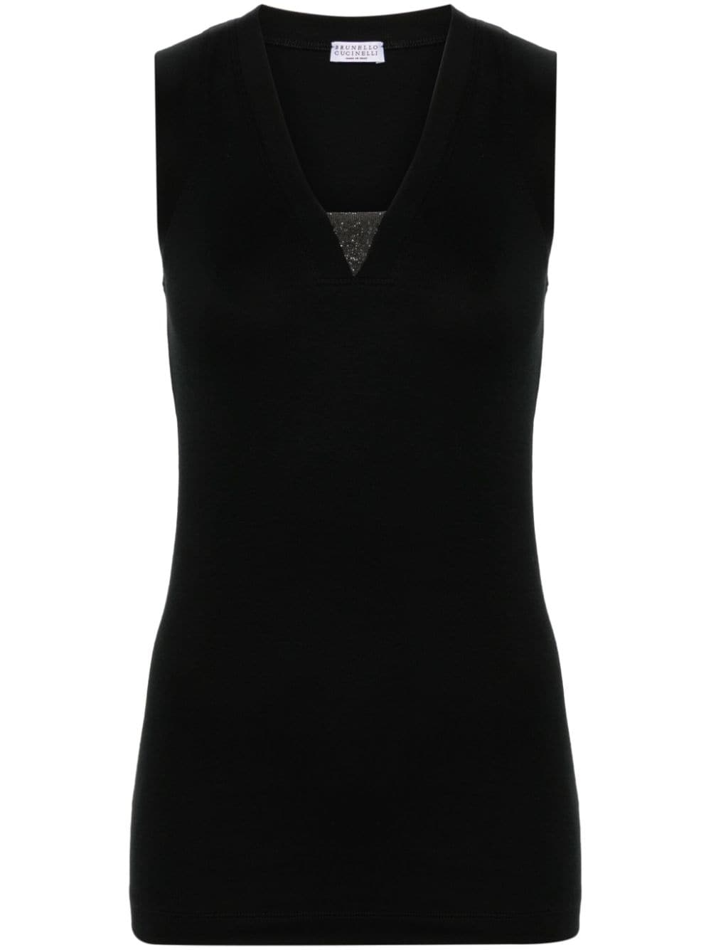 Brunello Cucinelli Sleeveless V-neck Top Black