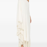 TALLER MARMO PRE  Ivory One-shoulder Long Dress With Fringe Detail