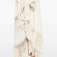 TALLER MARMO PRE  Ivory One-shoulder Long Dress With Fringe Detail