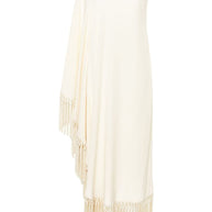 TALLER MARMO PRE  Ivory One-shoulder Long Dress With Fringe Detail