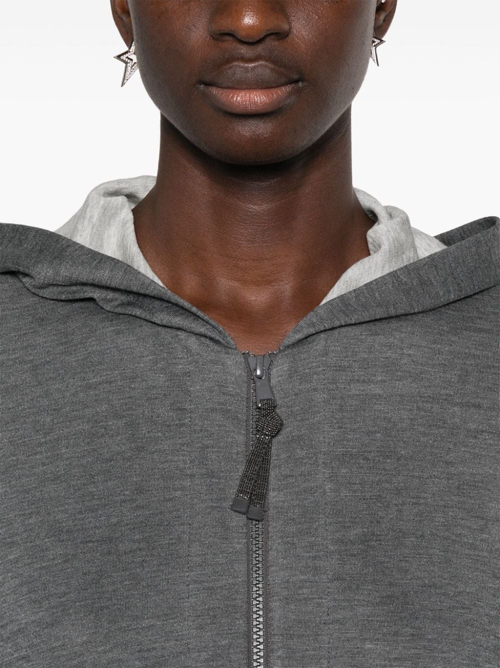 Brunello Cucinelli Cotton Blend Hooded Sweatshirt Grey