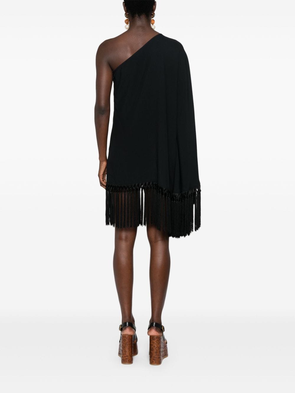 TALLER MARMO PRE Black Mini Dress With Fringe Detail